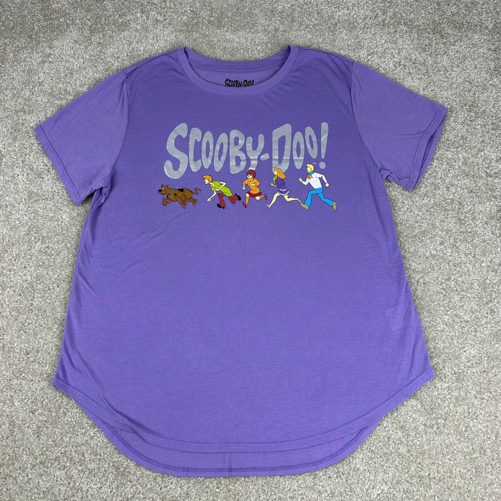 Scooby-Doo Graphic Tee XXL Purple Mystery Inc Polyester Rayon Short Sleeve Shirt